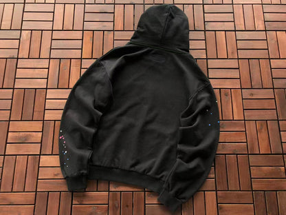 Black and Bright Pink Web Hoodie