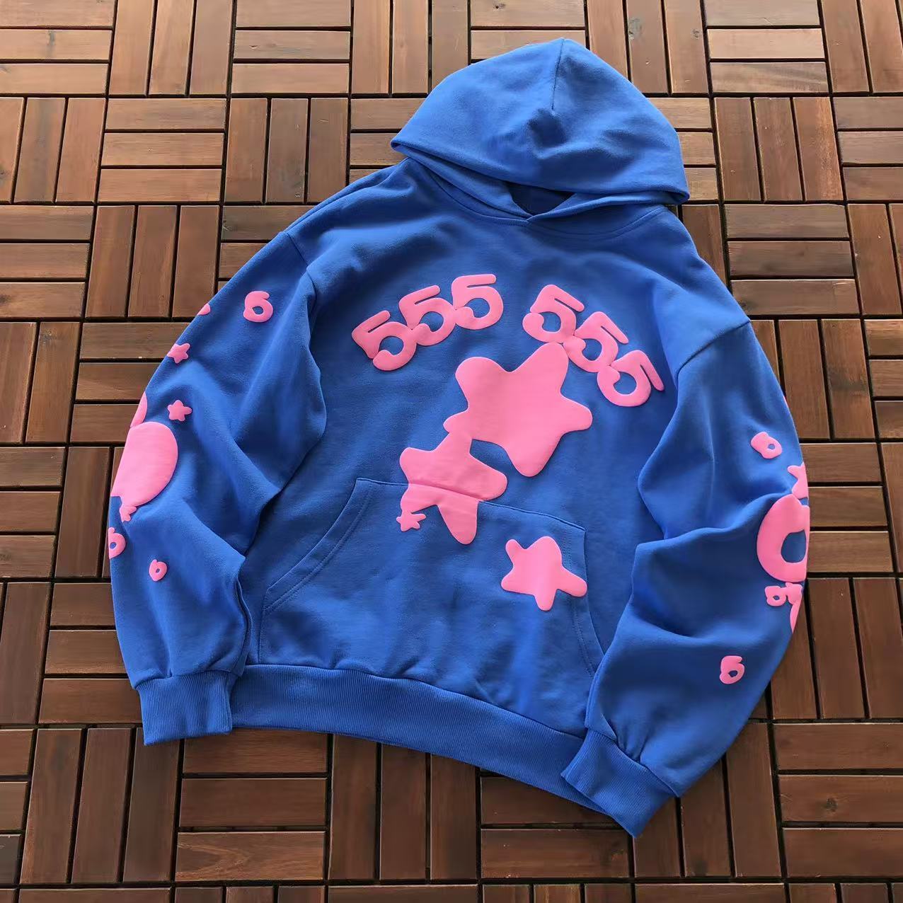 Blue and Pink Web Hoodie
