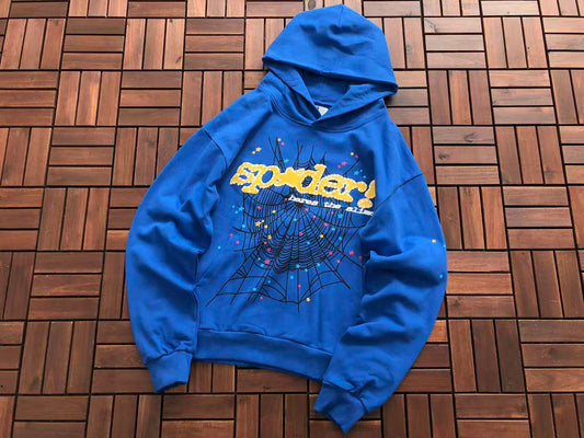 Blue and Yellow Web Hoodie
