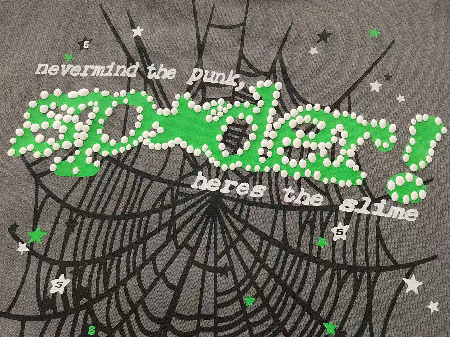 Grey and Green Web Hoodie