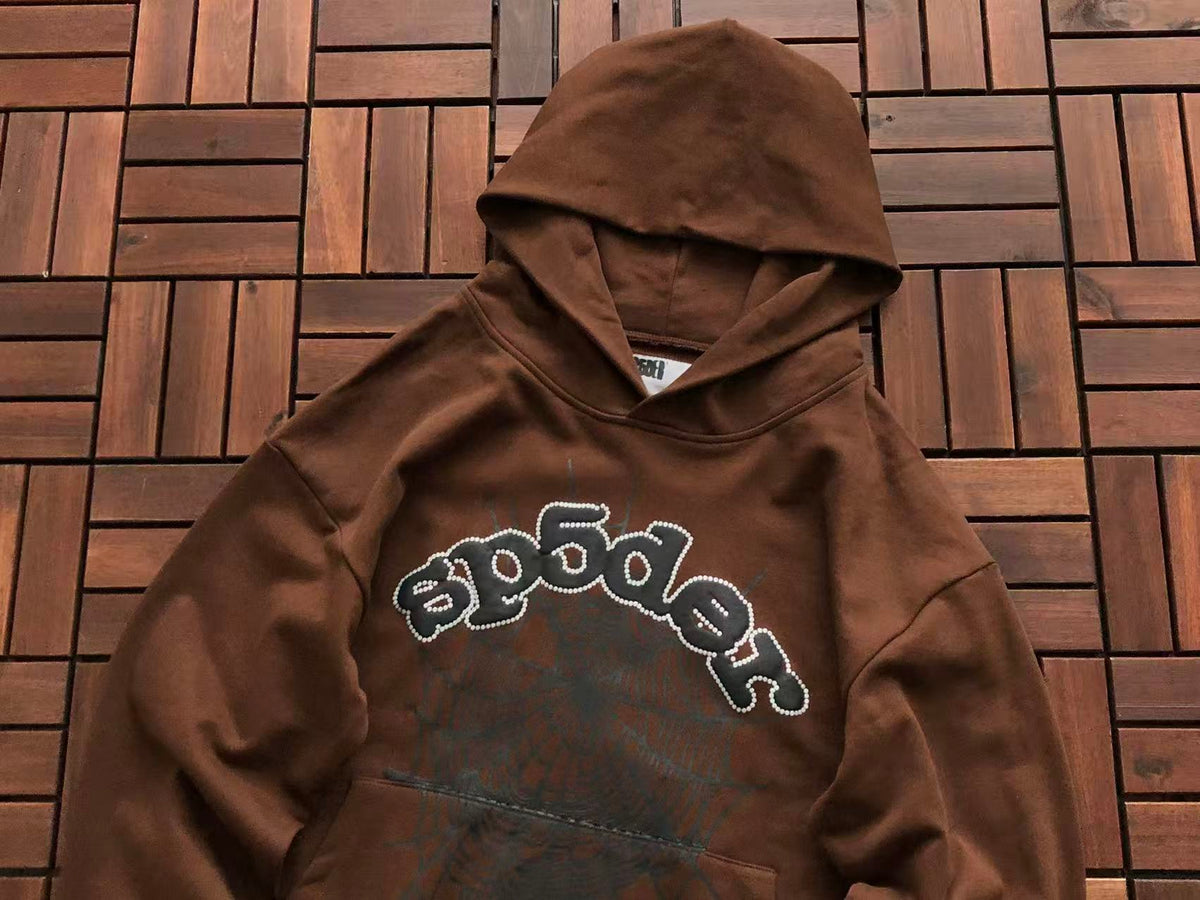 Brown Web Hoodie