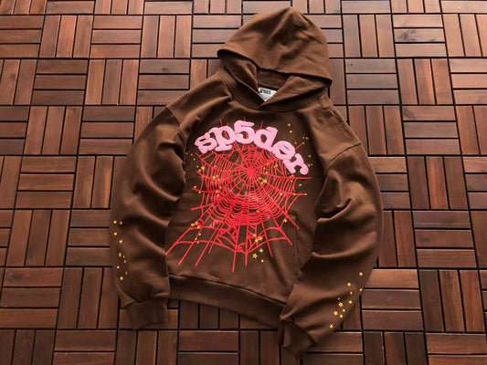 Brown and Pink Web Hoodie