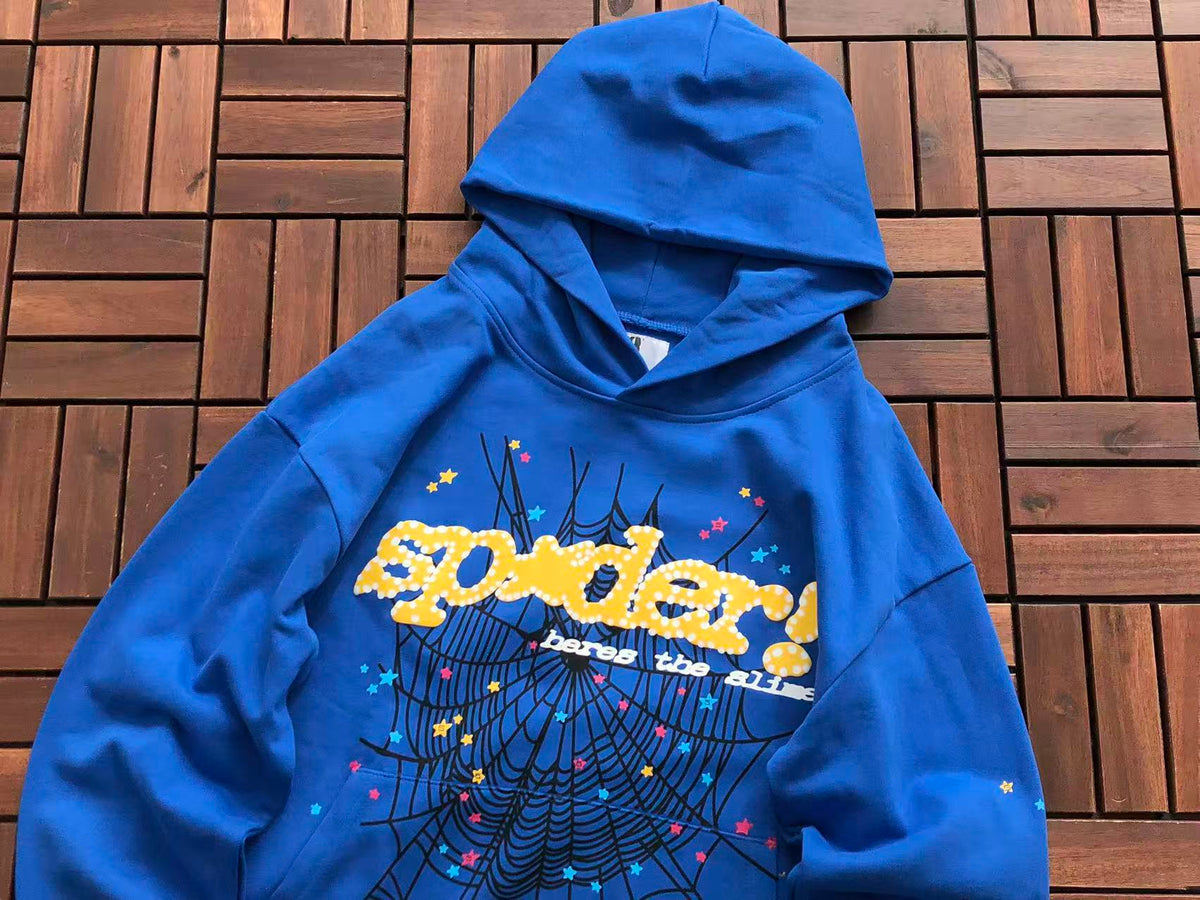 Blue and Yellow Web Hoodie