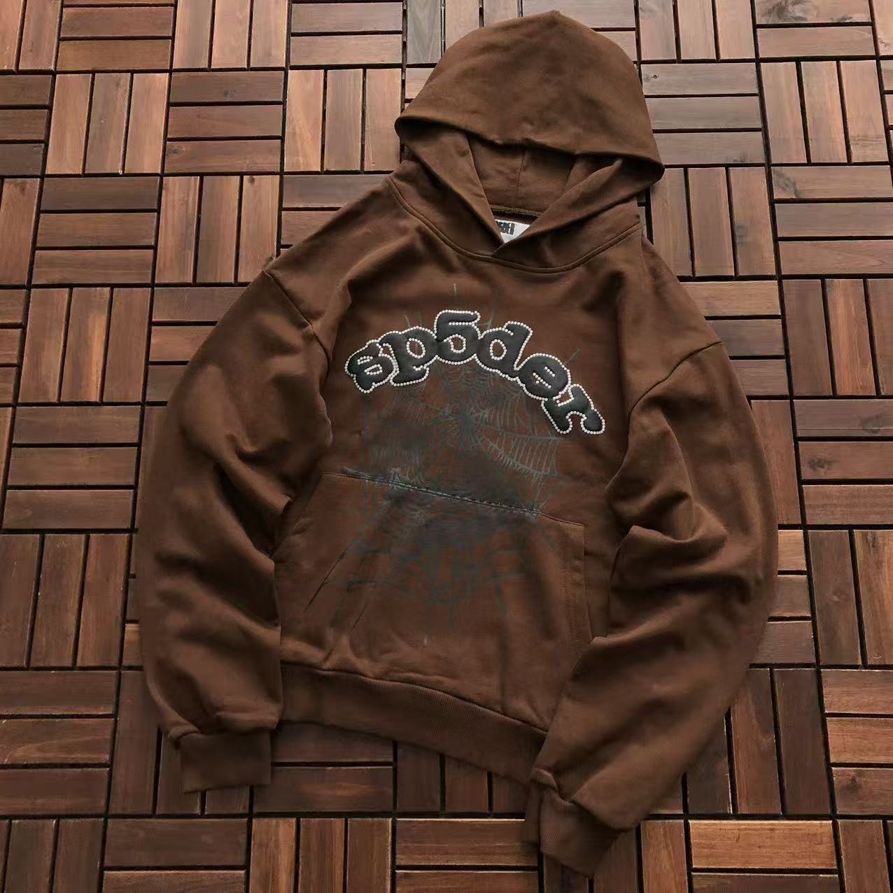 Brown Web Hoodie