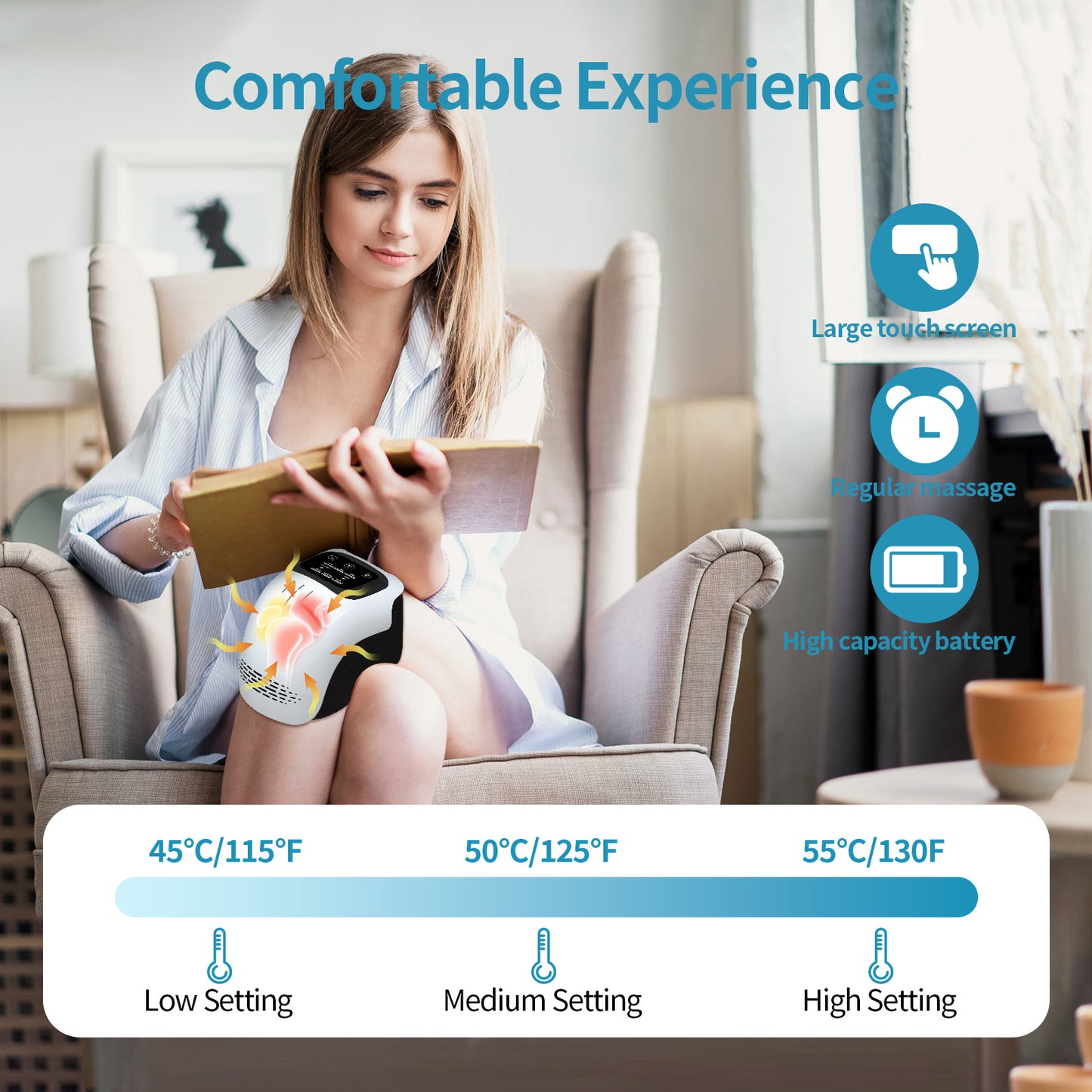 Velvére™ Heated Knee Massager – Portable, Rechargeable & Pain Relief Therapy